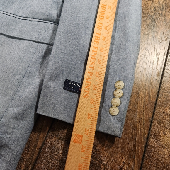 Saddlebred Sport Coat Blazer Mens 44L Blue Chambray 2 Button Cotton Jacket NEW - Picture 12 of 13